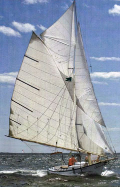 WoodenBoat's BELFORD GRAY, with topsail set