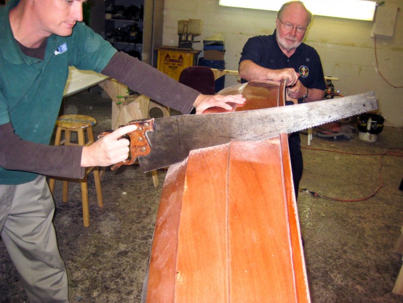Sawing the boat apart after construction Build it in one piece, then get out the saw ...