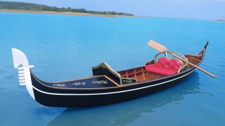 Venetian Gondola Wooden Boat 15', in water