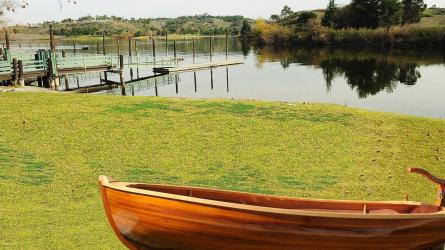 Little Bear Wooden Dinghy 10', on grass port side view