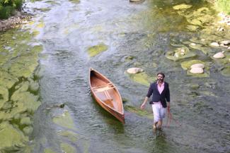 Solo Cedar Stip Canoe built by Trevor Paetkau for Ashes Still Water Boats