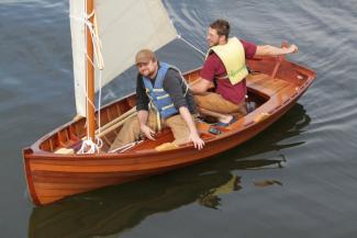 The 13' Sid skiff under sail at Port Hadlock, Washington