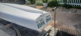 1940 16ft. Hafer rowboat , view of bottom and stern