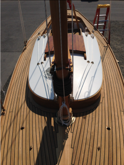 2018 Dark Harbor, on deck view of bow and bottom of mast