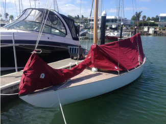 2018 Dark Harbor, docked, sail covers, port side view