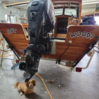 2013 PACIFIC COAST FISHING DORY $17,500, full view stern and engine