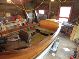 18' Handy Billy, view inside of boat seat looking towards stern