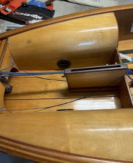 English Wooden Optimist Dinghy – Hull No. K3658, up close view