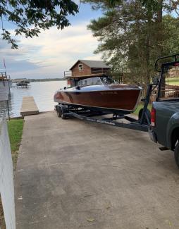 Hugh Saint Shearliner, on trailer near water