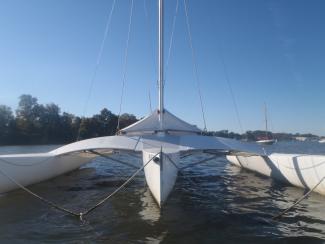 John Marples Cyclone 23, in water bow view