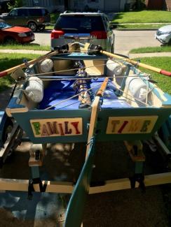 FAMILY TIME is loaded on the trailer to go to White Rock Lake, Texas.