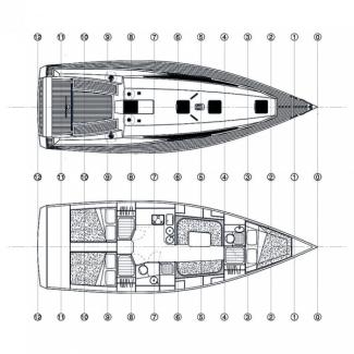 Cruiser/Racer boat illustration.