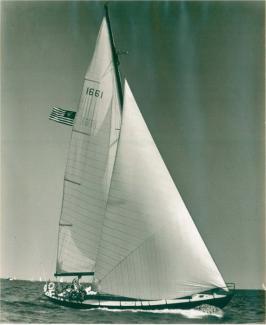 RAIDER close-hauled, Chesapeake Bay, 1971.