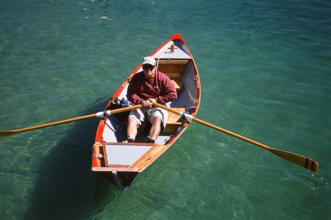 Swarup Wood at the oars of WU WEI on launch day. 