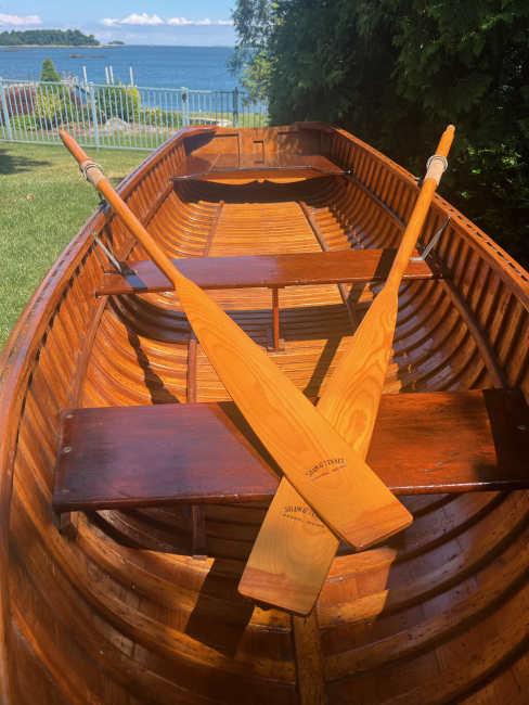 Classic Wooden Rowboat 12' Classic Wooden Rowboat 12', looking inside boat with oars