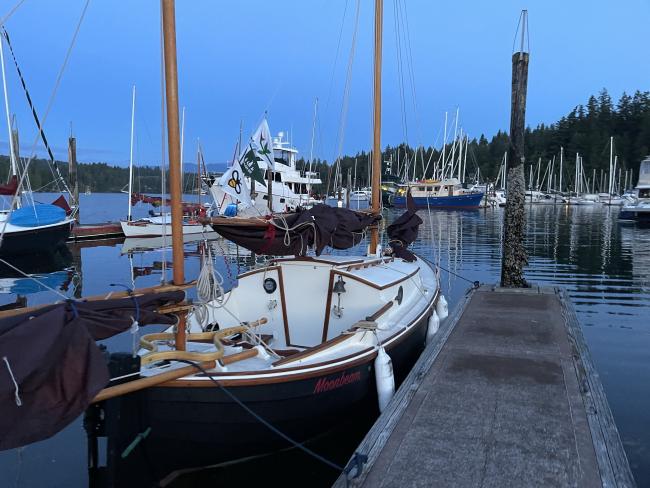 Iain Oughtred Eun Na Mara built in Port Townsend, dockside