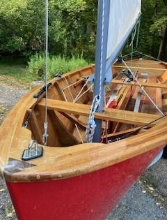 2008 Bristol Seacraft Penguin, on trailer sail up look at bow port side towards stern