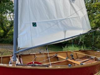 2008 Bristol Seacraft Penguin, on trailer, sail up, port side view