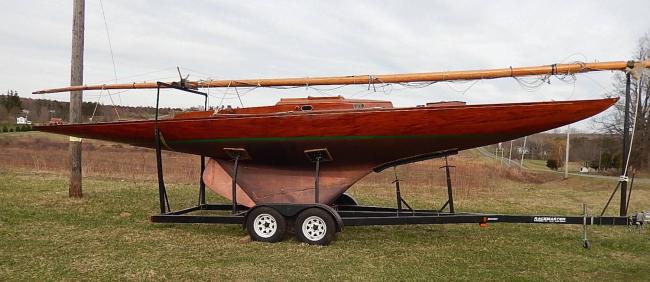 1935 22-Square-Meter Sloop, "Lancea", on trailer ,  starboard  side