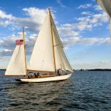 Classic 1903 Wooden Yawl "Witchcraft II", undersail starboard side view