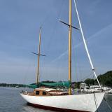 1962 Herreshoff H28 ketch, in water starboard side view