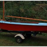 1964 C Lowndes Johnson Comet Day Sailer 16'  , on trailer port side view