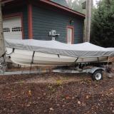 Penobscot 13 wooden sailboat boat for sale, on trailer port side view