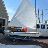 Melonseed Day Sailer, on trailer starboard side view sail up