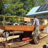 Wood Star, Partially Restored, on trailer starboard side