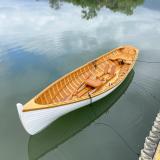 12 Ft Wooden Whitehall Rowboat with Gelcoat reinforcement, in water bow view and above