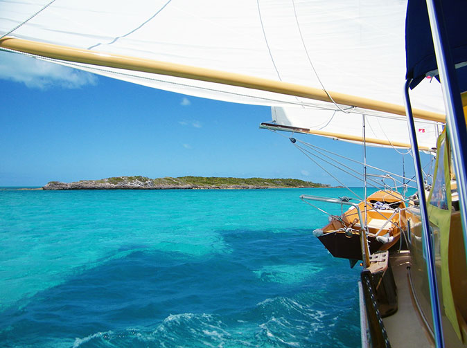 Sailing from the Banks into Exuma Sound.