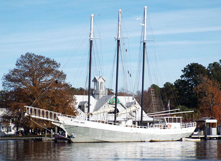 Three masted schooner in Jericho Creek.