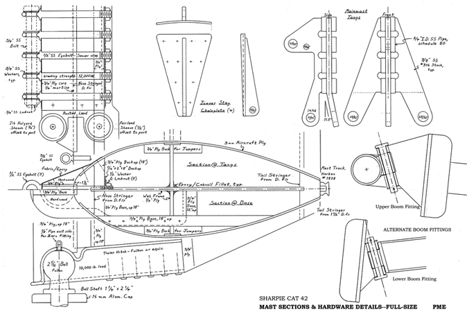 Mast design sections Sharpie Cat 42.