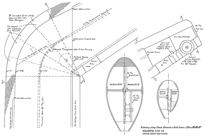 Mast design sections for Sharpie Cat 42.