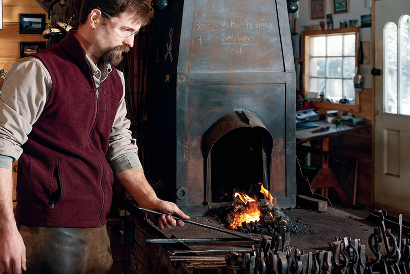 Med uses a coal-burning forge with an electric blower.