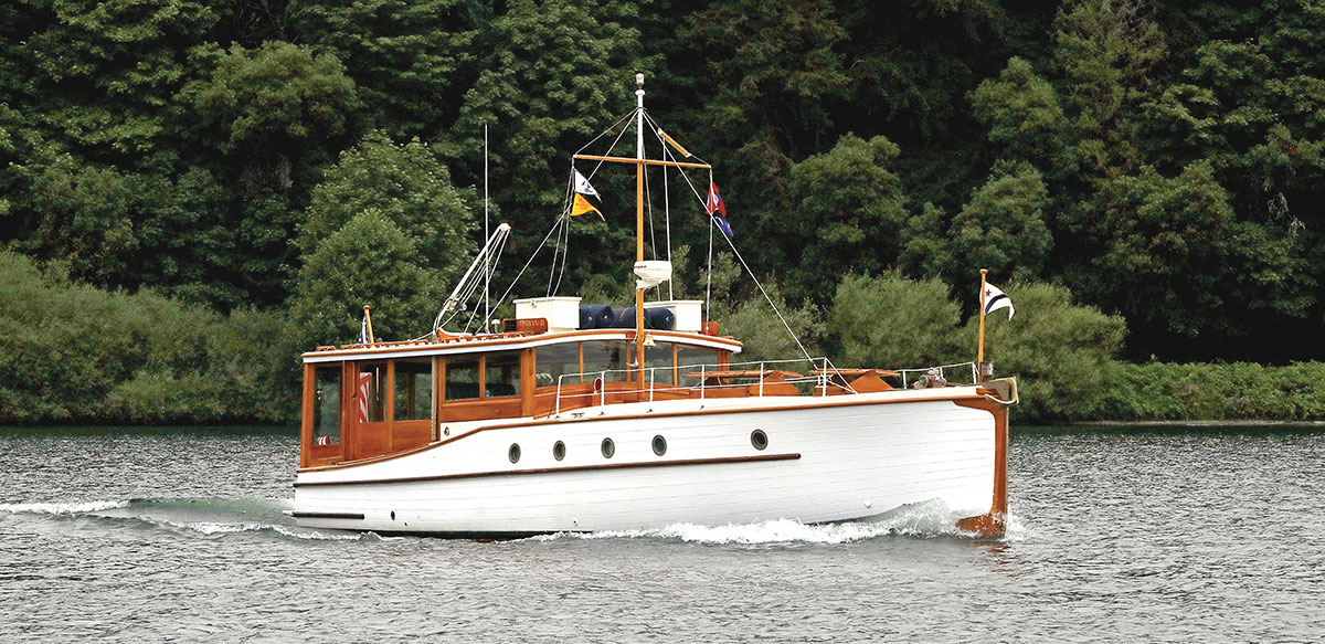 Gorgeous White and Natural Wooden Boat Cruiser