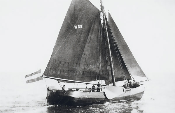 small boats such as this one were used to actually catch eels.