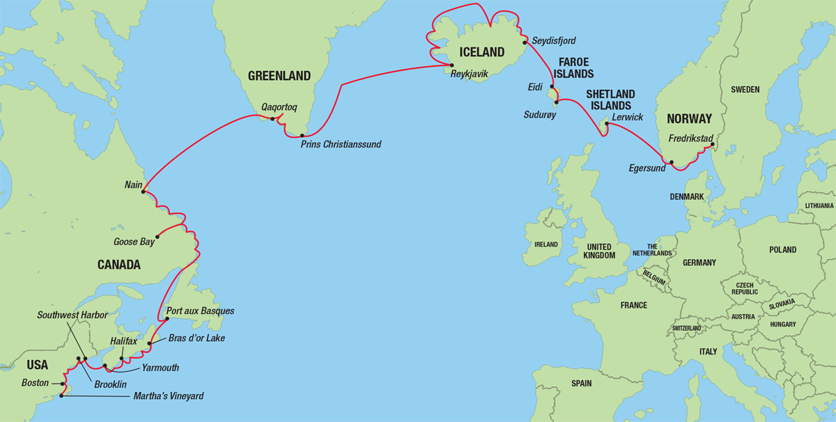 Map showing trip