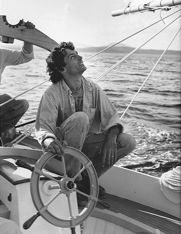 Carney takes the helm of the Friendship sloop RITA.