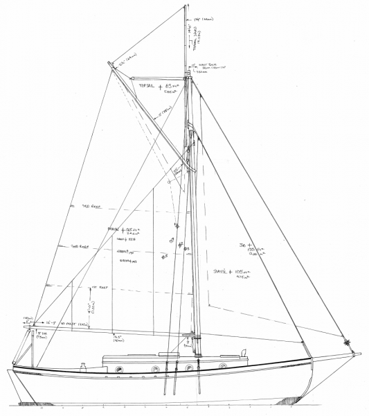 Austral: 29' wood/epoxy cruising cutter with gaff rig