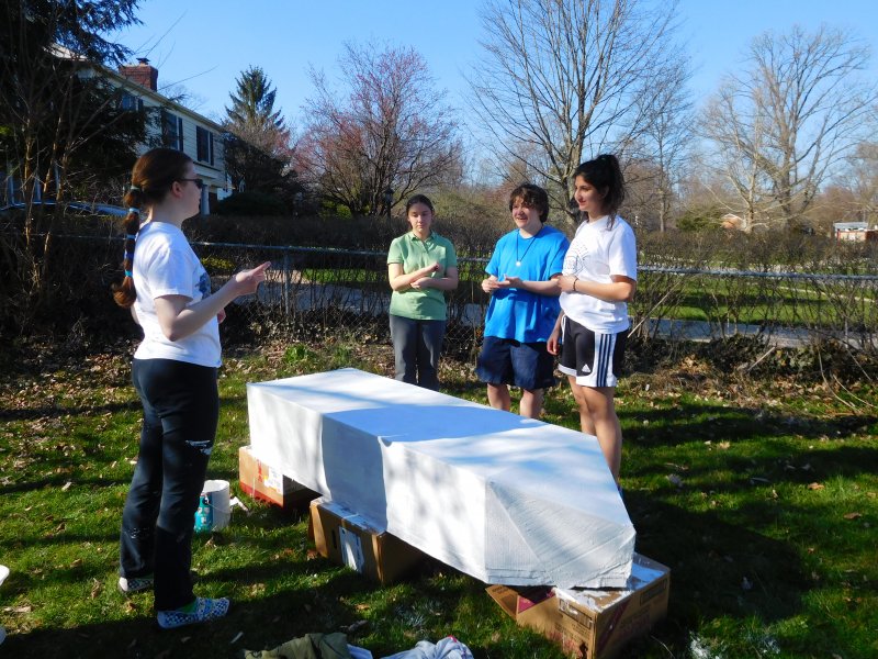 Cardboard boat as a class project.