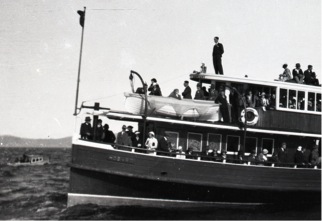 TRIM on the bow of the Derwent Ferry ROSNY