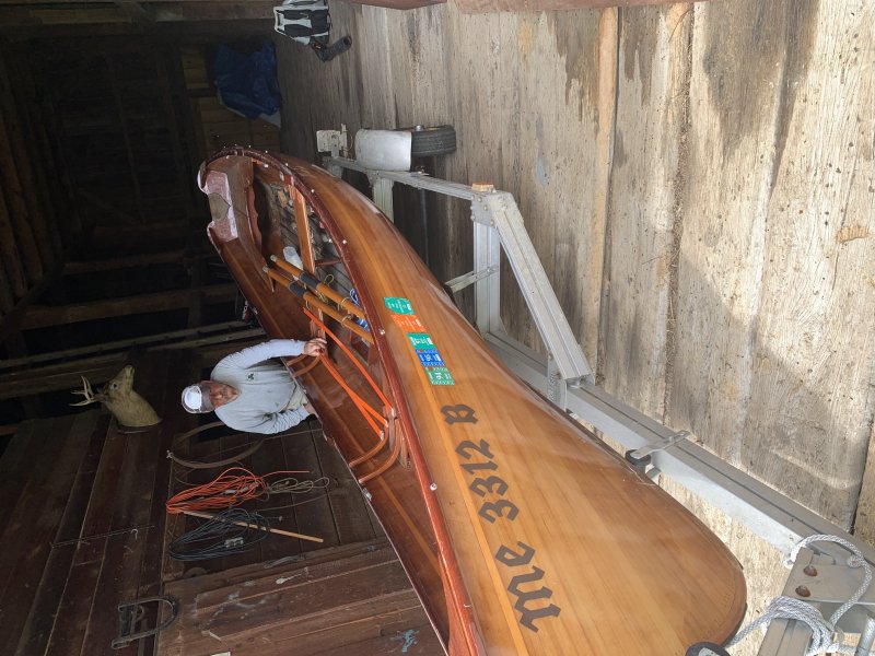 Robert K Lincoln wooden boat/canoe with trailer