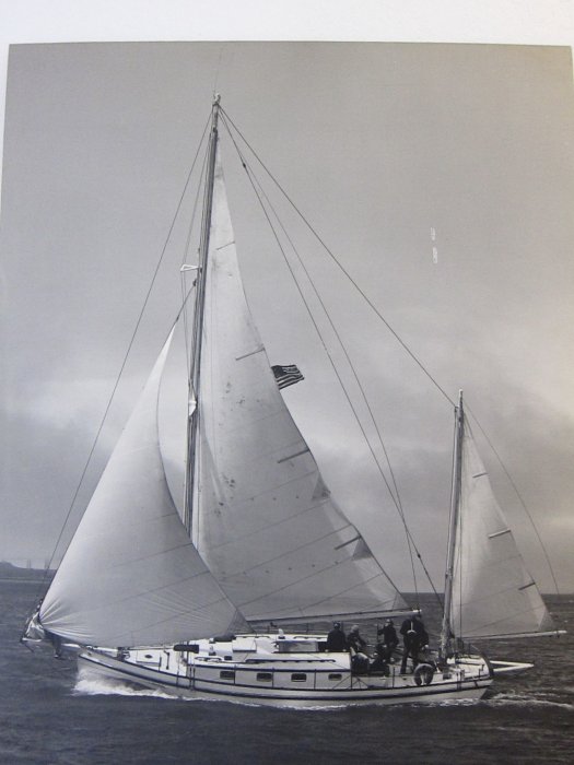 CALYPSO sailing in the summer, San Francisco. 50' yawl CALYPSO (ex-MICHIGAN).