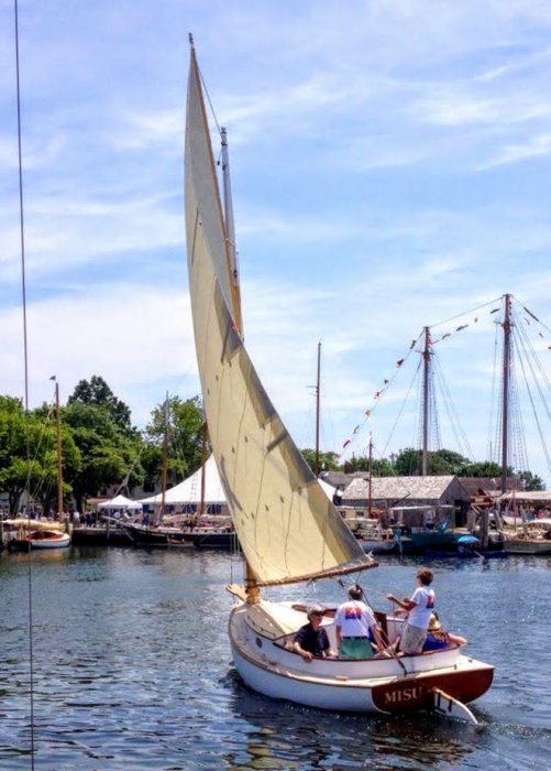 MISU at the 2014 WoodenBoat Show. Photo courtesy PBB&S Co. Photo courtesy Pleasant Bay Boat & Spar Co.
