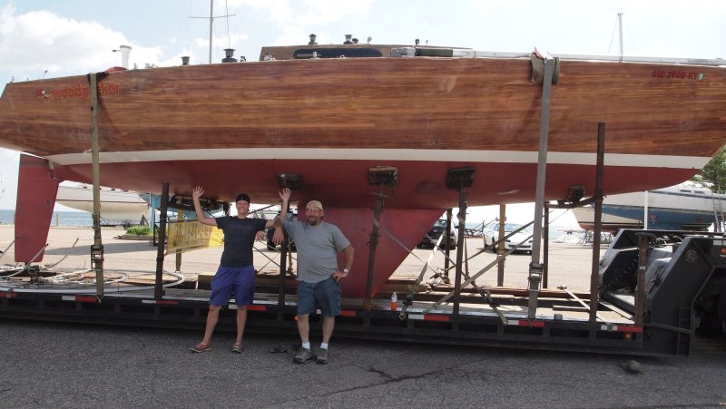 One Ton yacht WOODPECKER ready to travel to her new home on the Chesapeake WOODPECKER