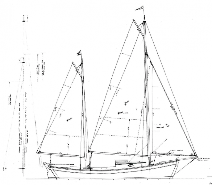 26 foot Auxiliary Ketch sail plan