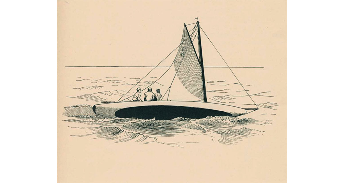 Drawing of a yacht by Charles G. Davis.