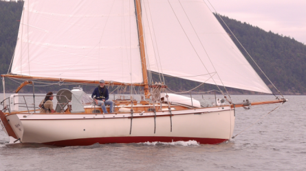 North Sea 29:' centerboard cruising cutter Beckon sailing the San Juan Islands