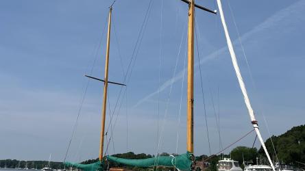 1962 Herreshoff H28 ketch, in water starboard side view
